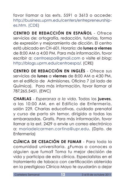 3 al 8 de octubre - UPRM