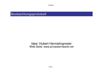 Beobachtungsprotokoll Idee: Hubert Hermelingmeier