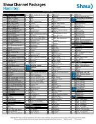 Shaw Channel Packages - Hamilton