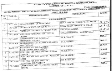 12.07.2013 - Madhya Pradesh State Consumer Disputes Redressal ...