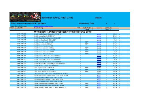 Bestellfax 0049 (0 )6421 27549 Olympische T/D ... - Bogenfuchs