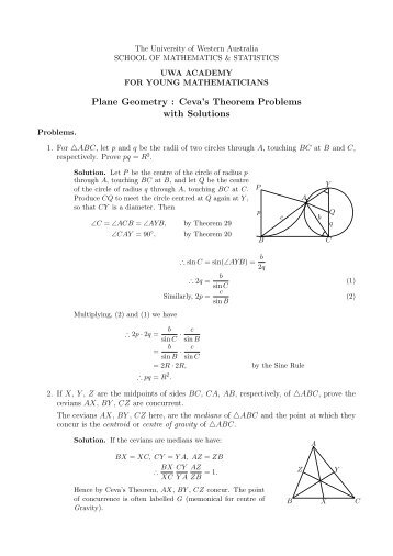 Ceva's Theorem Problems with Solutions - The University of ...