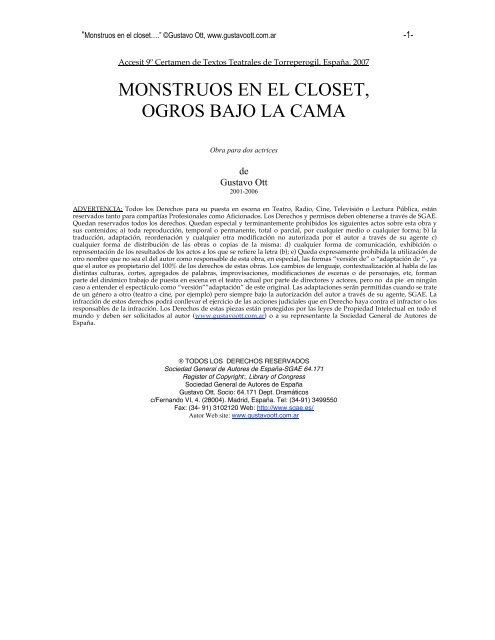 MONSTRUOS EN EL CLOSET, OGROS BAJO LA CAMA - Gustavo Ott