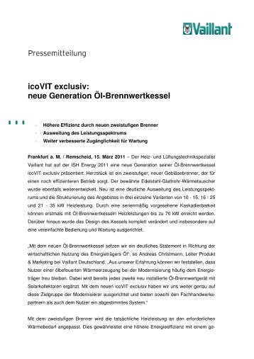 icoVIT exclusiv: neue Generation Ã–l-Brennwertkessel - Vaillant