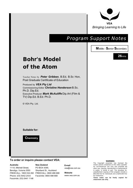 Bohr's Model of the Atom - DVD - VEA