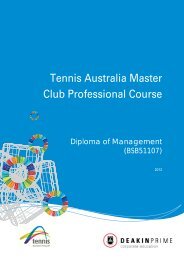 Tennis Australia Master Club Professional Course