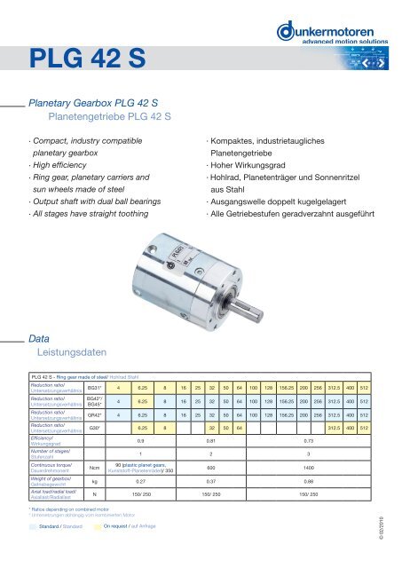 Planetary Gearbox PLG 42 S - Dunkermotoren