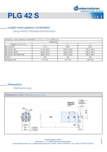 Planetary Gearbox PLG 42 S - Dunkermotoren