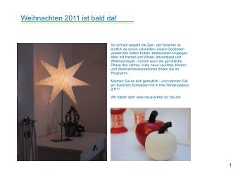 Weihnachten 2011 ist bald da! -  Schweden Produkte Ebba Bierbaum