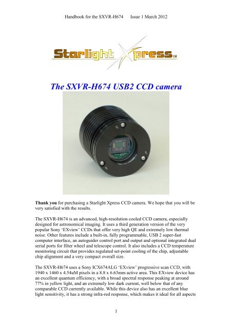 SXVR-H674 handbook - Starlight Xpress