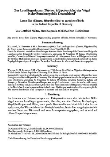 Zur Lausfliegenfauna (Diptera: Hippoboscidae ... - Kasparek-Verlag