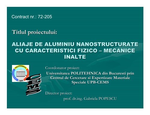 aliaje de aluminiu nanostructurate cu - Prezentare