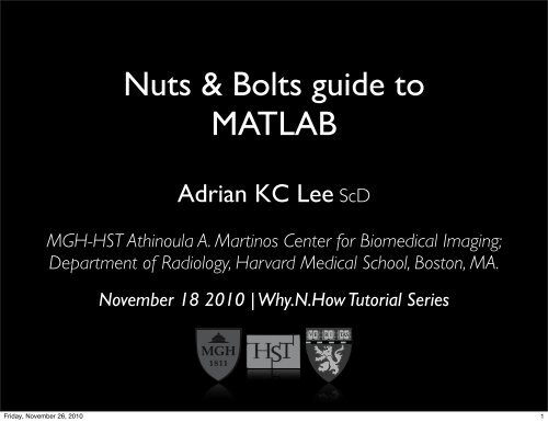 Nuts & Bolts guide to MATLAB