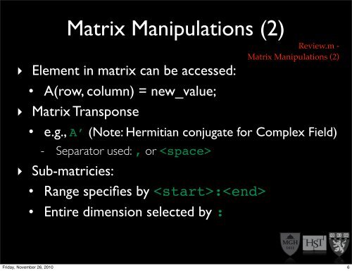 Nuts & Bolts guide to MATLAB