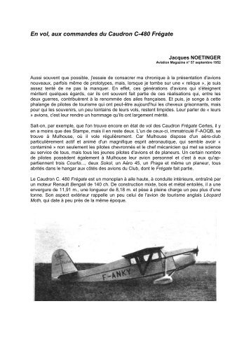 Caudron C-480 FrÃ©gate - AÃ©ro-club du Haut-Rhin