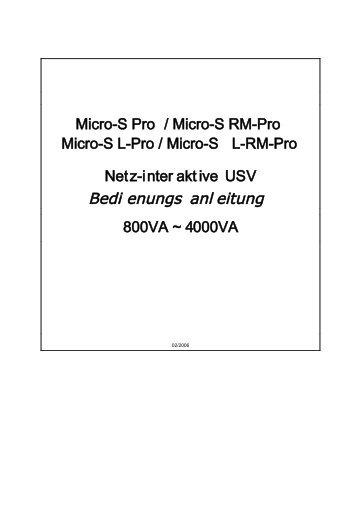 enutzerhandbuch Micro-S -L Pro - AdPoS USV