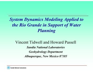 Howard Passell, Vincent Tidwell - 2013 Rio Grande Basin Initiative ...
