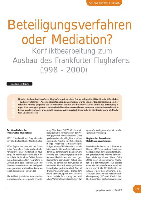 Beteiligungsverfahren oder Mediation? - Airport Mediation - Home