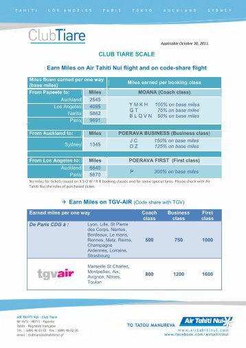 CLUB TIARE SCALE Earn Miles on Air Tahiti Nui flight and on code ...