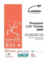 Turnierheft - Badminton Swiss Series