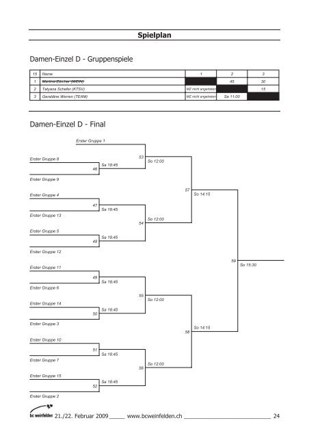 Turnierheft - Badminton Swiss Series