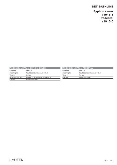 Technical catalogue LAUFEN