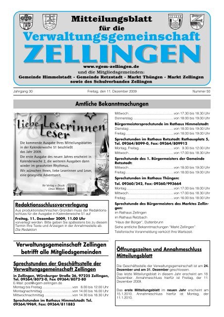 Kirchliche Nachrichten - Verwaltungsgemeinschaft Zellingen