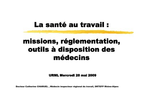 diaporama prÃ©sentÃ© par le Dr Charuel - L'Union RÃ©gionale des ...