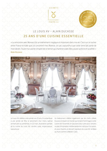 25 ans d'une cuisine essentielle - Alain Ducasse