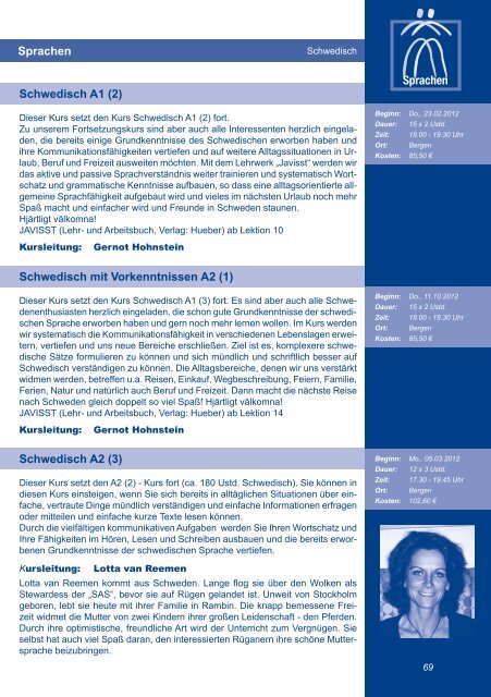Jahresprogramm 2012 - Volkshochschulverband Mecklenburg ...