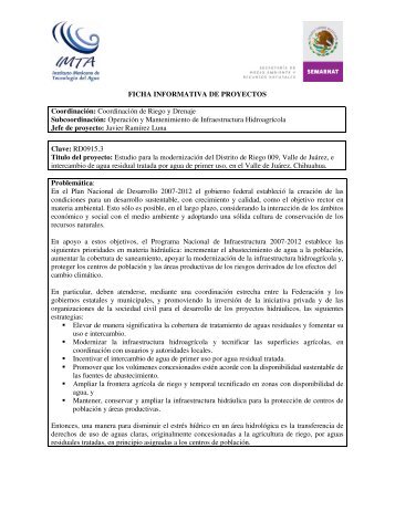 FICHA INFORMATIVA DE PROYECTOS CoordinaciÃ³n ...