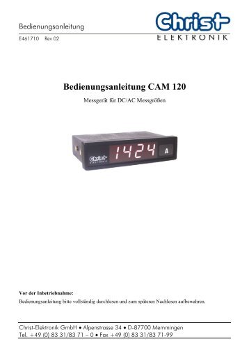Bedienungsanleitung CAM 120 - Christ-Elektronik