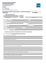 Formulaire Extension des garanties - AMERICAN EXPRESS