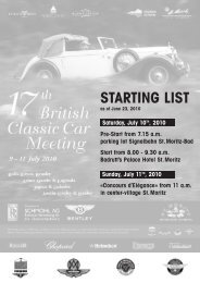 STARTING LIST Startliste BCCM 2010 - British Classic Car Meeting