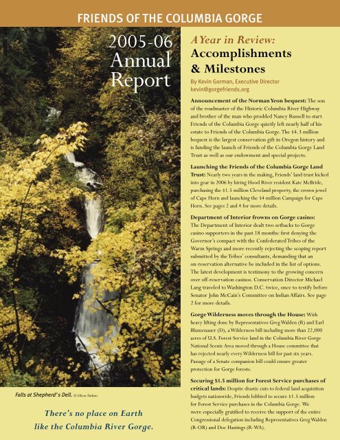 2005 06 Annual Report Friends of the Columbia Gorge