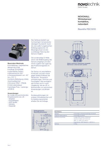 Winkelsensor kontaktlos Baureihe RSC3200 - Novotechnik