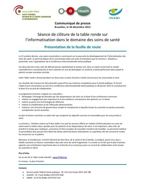 SÃ©ance de clÃ´ture de la table ronde sur l'informatisation ... - Inami