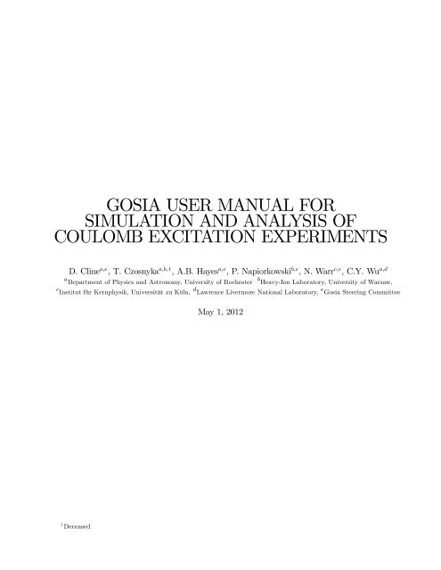 gosia user manual for simulation and analysis of coulomb ...