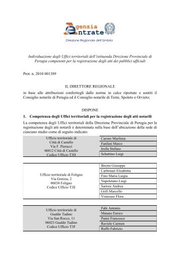 dp pg pubblici ufficiali - Direzione regionale Umbria - Agenzia delle ...