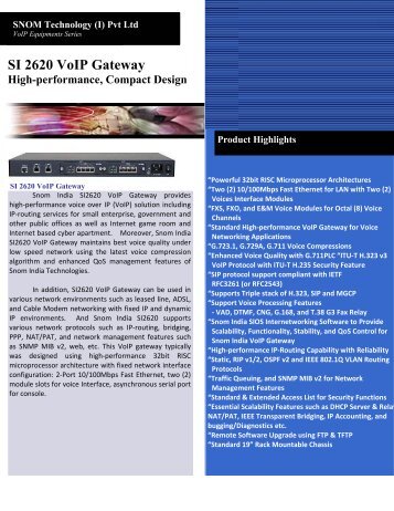 SI 2620 VoIP Gateway - SNOM INDIA