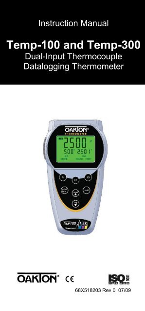 Oakton Temp 300 Thermocouple Datalogging Thermometer Manual