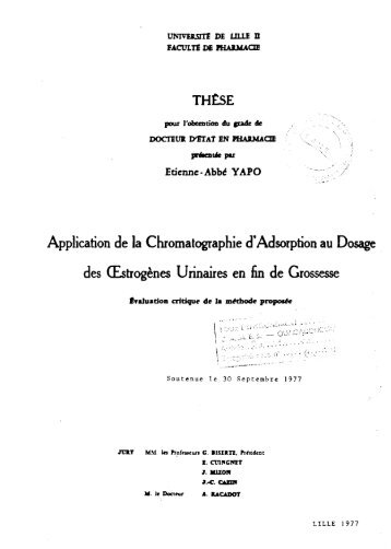 Application de la Chromatographie d9Adsorption au Dosage