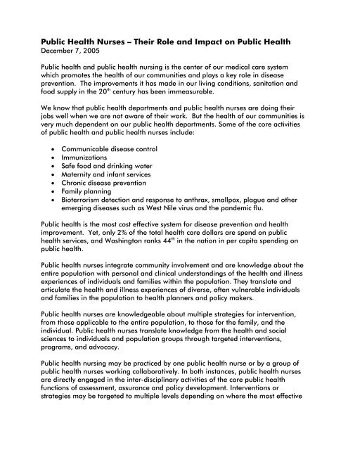 Public Health Nurses Â€“ Their Role And Impact On Public Health