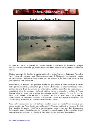 Les pierres volantes de Pruns - Infos-paranormal.net