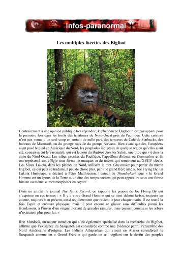 Les multiples facettes des Bigfoot - Infos-paranormal.net