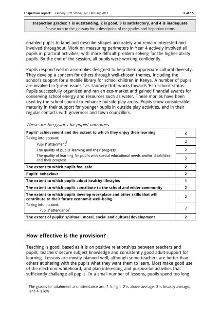 Ofsted Report 2011 - Tannery Drift First School