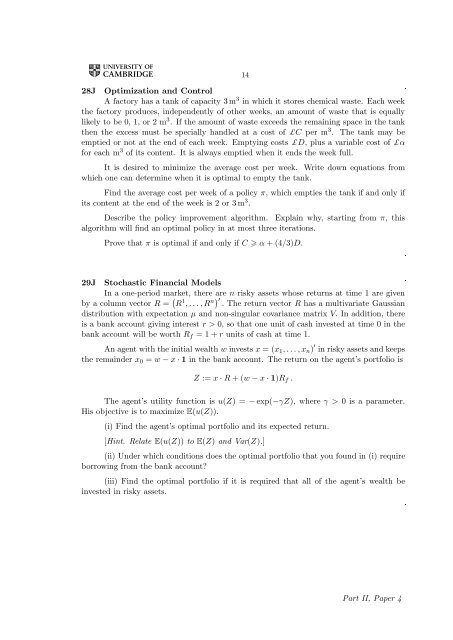 MATHEMATICAL TRIPOS Part II PAPER 4 Before you begin read ...