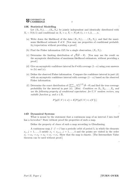 MATHEMATICAL TRIPOS Part II PAPER 4 Before you begin read ...