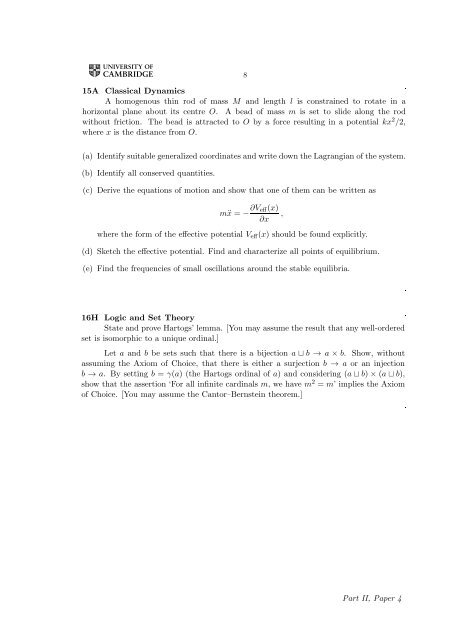 MATHEMATICAL TRIPOS Part II PAPER 4 Before you begin read ...