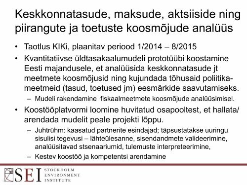 Uuring: Eesti keskkonnatasude mõju analüüs